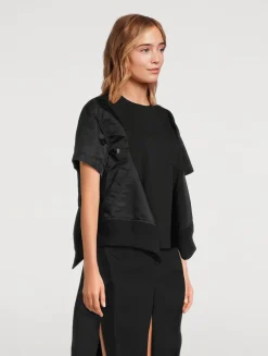 Nylon Twill Mix Sweatshirt