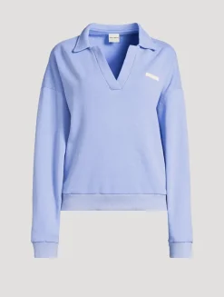 Ocean Blue Collared Sport Sweatshirt