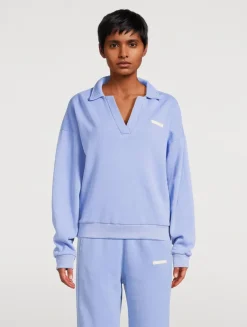 Ocean Blue Collared Sport Sweatshirt