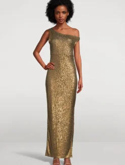 Off-The-Shoulder Metallic Gown