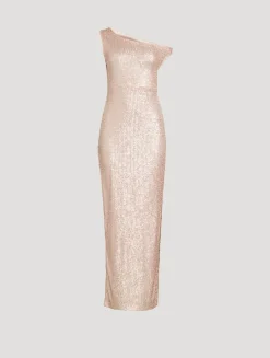 Off-The-Shoulder Sequin Gown