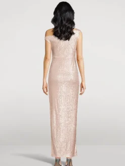 Off-The-Shoulder Sequin Gown