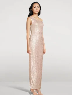 Off-The-Shoulder Sequin Gown