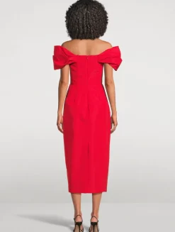 Off-The-Shoulder Silk Faille Midi Dress