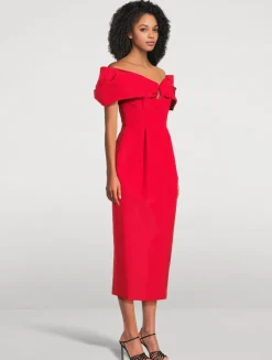 Off-The-Shoulder Silk Faille Midi Dress