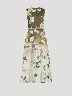 Ombré Midi Dress In Cherry Blossom Print