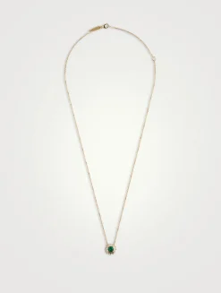 One-Of-A-Kind 14K Gold Round Emerald And Diamond Flower Pendant Necklace
