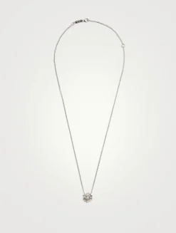 One-Of-A-Kind 14K White Gold Diamond Flower Pendant Necklace