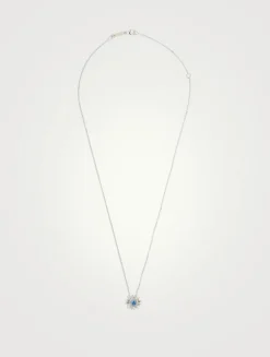 One-Of-A-Kind 18K White Gold Pendant Necklace With Blue Sapphire And Diamonds