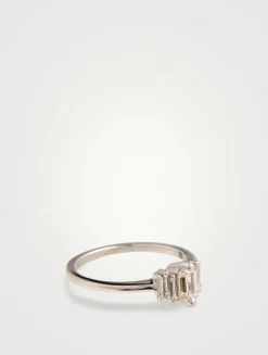 One-Of-A-Kind 14K White Gold Triple Diamond Ring