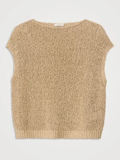 Open-Stitch Sleeveless Sweater