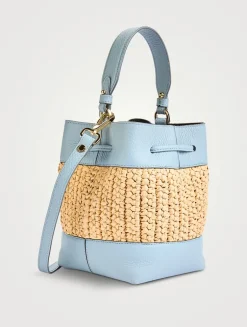 Osette Leather And Raffia Bucket Bag