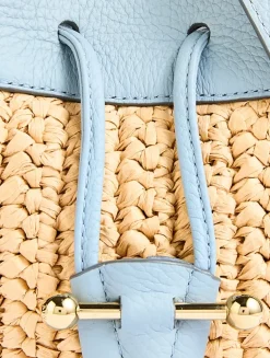 Osette Leather And Raffia Bucket Bag