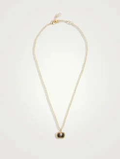 Ovalette Crystal VLogo Necklace