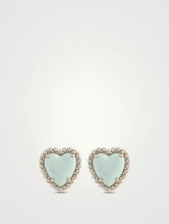 Ovalette Heart Earrings With Crystals
