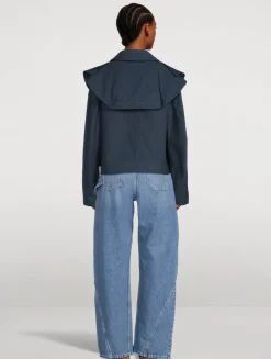 Oversized Collar Waxed Cotton Jacket