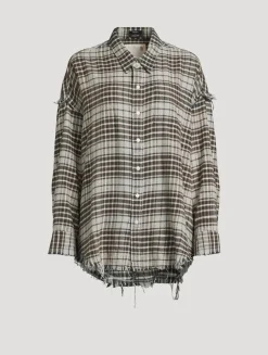Oversized Shirt In Plaid Print