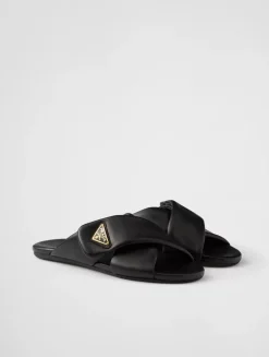 Padded Nappa Leather Slides