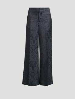 Paisley Jacquard Wide-Leg Trousers