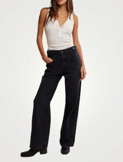 Palmer Cuffed Wide-Leg Jeans