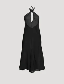 Papillon Tetine Silk Keyhole Halter Midi Dress