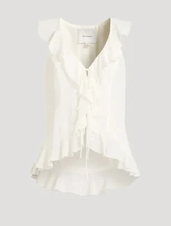 Paulette Ruffled Tie-Front Blouse