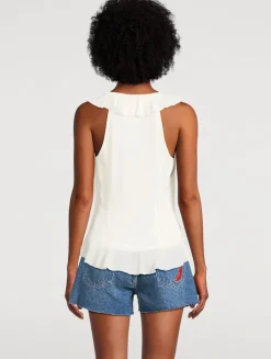 Paulette Ruffled Tie-Front Blouse