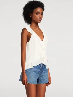 Paulette Ruffled Tie-Front Blouse