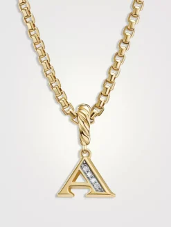 Pavé A Initial Pendant In 18k Yellow Gold With Diamonds