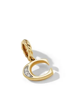 Pavé C Initial Pendant In 18k Yellow Gold With Diamonds
