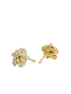 Pavé Crossover Stud Earrings In 18k Yellow Gold With Diamonds, 9mm