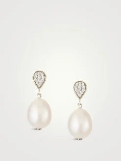Pavé Diamond Pearl Earrings