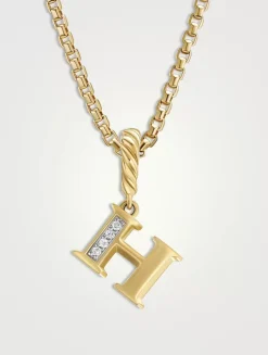 Pavé H Initial Pendant In 18k Yellow Gold With Diamonds
