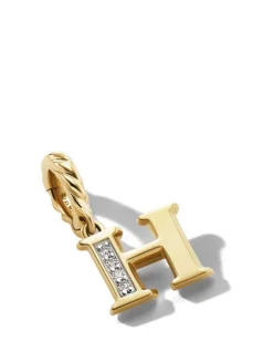 Pavé H Initial Pendant In 18k Yellow Gold With Diamonds