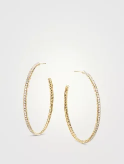 Pavé Hoop Earrings In 18k Yellow Gold With Diamonds