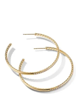 Pavé Hoop Earrings In 18k Yellow Gold With Diamonds