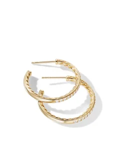 Pavé Hoop Earrings In 18k Yellow Gold With Diamonds