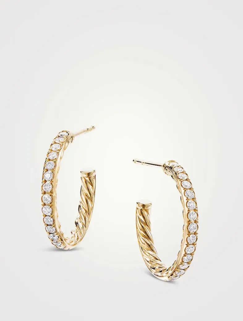 Pavé Hoop Earrings In 18k Yellow Gold With Diamonds