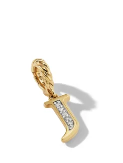 Pavé J Initial Pendant In 18k Yellow Gold With Diamonds