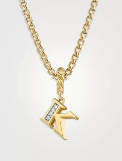 Pavé K Initial Pendant In 18k Yellow Gold With Diamonds