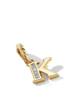 Pavé K Initial Pendant In 18k Yellow Gold With Diamonds