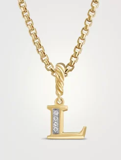 Pavé L Initial Pendant In 18k Yellow Gold With Diamonds