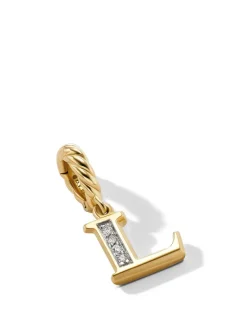 Pavé L Initial Pendant In 18k Yellow Gold With Diamonds
