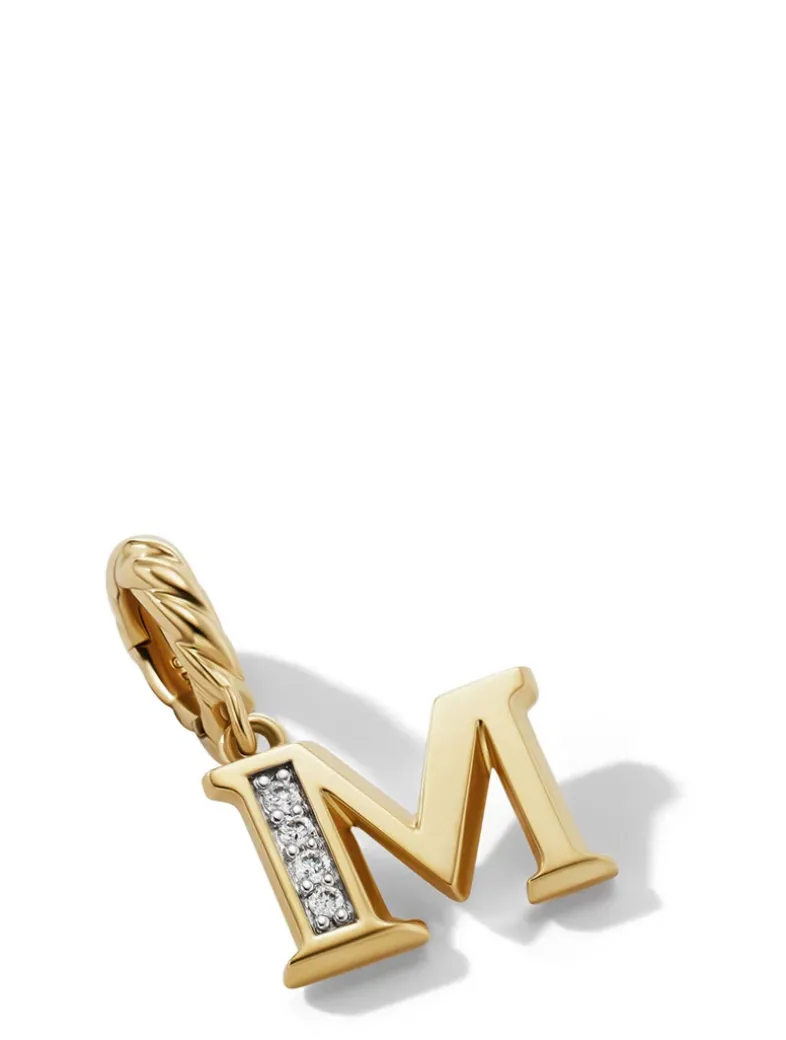 Pavé M Initial Pendant In 18k Yellow Gold With Diamonds