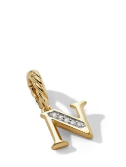 Pavé N Initial Pendant In 18k Yellow Gold With Diamonds
