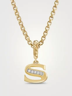 Pavé S Initial Pendant In 18k Yellow Gold With Diamonds