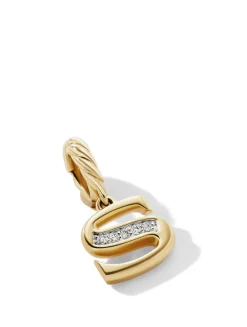 Pavé S Initial Pendant In 18k Yellow Gold With Diamonds
