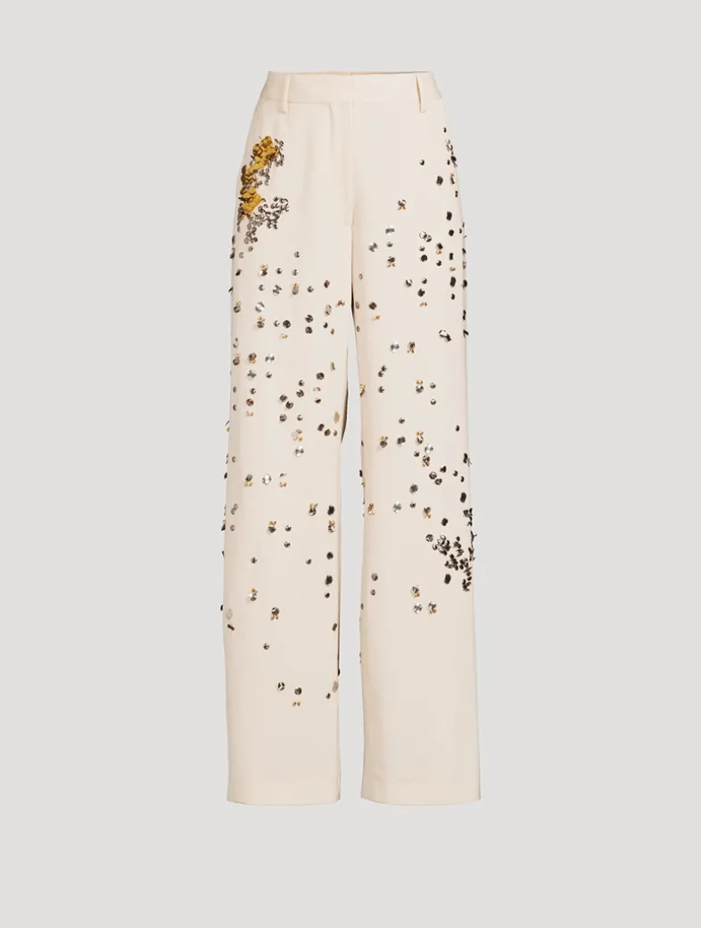 Paxy Embellished Straight-Leg Wool Trousers
