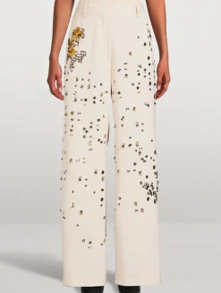 Paxy Embellished Straight-Leg Wool Trousers