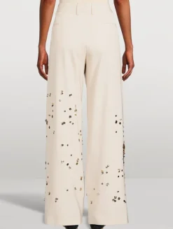 Paxy Embellished Straight-Leg Wool Trousers